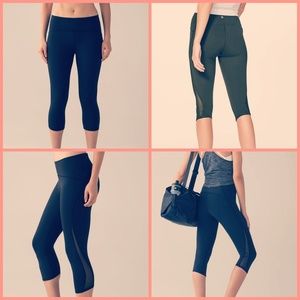 LN lululemon TRAIN TIMES Crop 17" Sz 6 Mesh